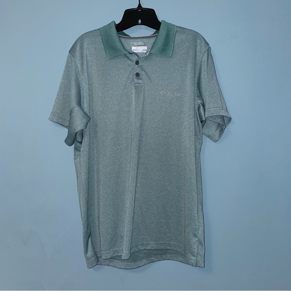Columbia Omni-Shade Sun Protection Heather Green Polo Shirt Size Large
